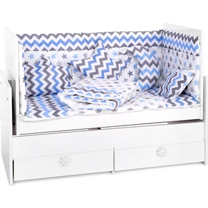 Mavi Gri Zigzag-Mavi Yıldız Bebek Uyku Seti 60 x 120 cm 12'li