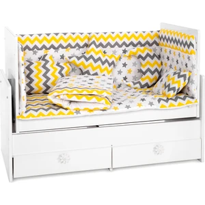 Sarı Gri Zigzag-Sarı Yıldız Bebek Uyku Seti 60 x 120 cm 12'li