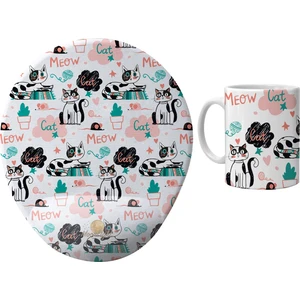 Cat Meow Kupa Bardak ve Mousepad Seti