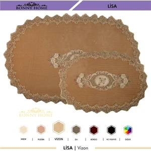 Bonny Home Lisa Vizon 2'li Dantelli Klozet Takımı Çeyizlik Banyo Halısı Paspası Seti