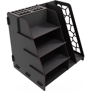 Kuk Design Voronoi Masaüstü Organizer Düzenleyici A4 Evrak Rafı Siyah - Gri