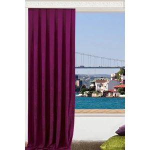 Düz Dikiş Petek Dokulu  Ekstraforlu Fon Perde-Mor 190 x 260 cm