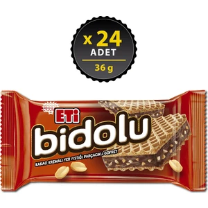 Bidolu Kakao Kremalı Yer Fıstığı Parçacıklı Gofret 36 g x 24 Adet