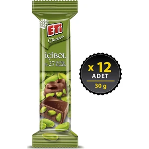 Çikolata %27 İçibol Antep Fıstıklı 30 g x 12 Adet