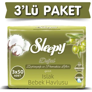 Sleepy Zeytinyağı Islak Havlu 3 X 50'li
