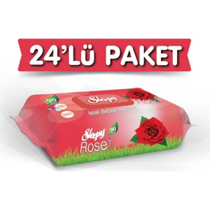 Gül Kokulu Islak Havlu 90 Adet 24'lü
