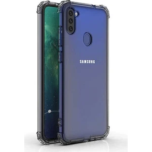 Samsung Galaxy A11 Şeffaf Airbag Antishock Köşeli Silikon Kılıf + Tam Kaplayan Fiber Nano Ekran Koruyucu 6D Nano Cam