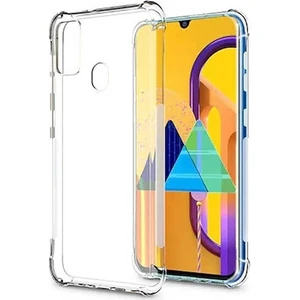 Samsung Galaxy M31 Şeffaf Airbag Antishock Köşeli Silikon Kılıf + Tam Kaplayan Fiber Nano Ekran Koruyucu 6D Nano Cam