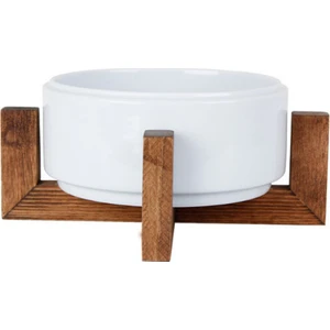 Beyaz Ahşap Ayaklı Kase 17 cm