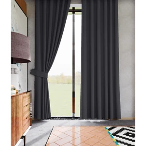 Lüks House Karartma Perde Blackout Fon Perde Koyu Gri Düz Dikim 100 x 250 cm