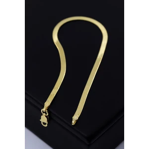 Akyüz Gümüş Italyan Yassı Zincir Altın Yaldızlı Gümüş Bileklik 168