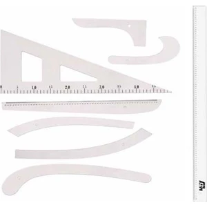 Terzi Modelist Tekstil 8 Parça Plastik Şeffaf Cetvel Riga Gönye Takımı