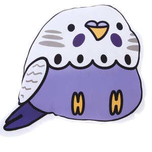 Kuş Arkadaşım Muhabbet Kuşu 3 Boyutlu Yastık Kuşlu Beyaz-Mor