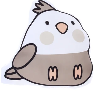 Kuş Arkadaşım Sultan Papağanı 3 Boyutlu Yastık Beyaz-Gri Benekli