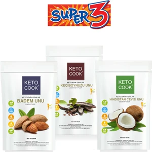 (KETOJENİK) Badem Unu Hindistan Cevizi Unu Keçiboynuzu Unu Super 3 Set 900 gram