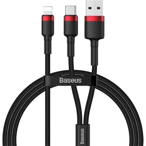 Cafule 2in1 Type-C - Lightning Kablo Kırmızı + Siyah 1.2 mt CATKLF - EL91