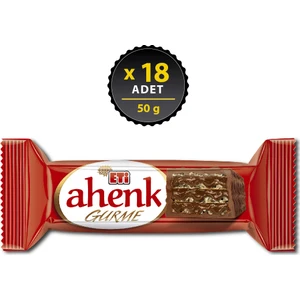 Ahenk Gurme Çikolata Kapli Fındık Kremali Gofret 50 g x 18 Adet