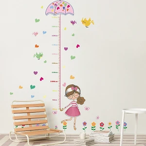 Crystal Kids Kız Çocuk Bebek Odası Dekorasyonu Boy Ölçen Duvar Süsü Sticker