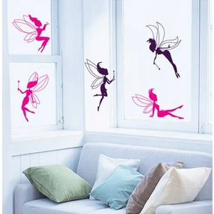Crystal Kids Pembe Mor Periler Kız Çocuk Bebek Odası Duvar Süsü Sticker Çıkartma