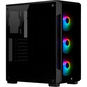 CORSAIR CC-9011190-WW İCUE 220T RGB CAM ÖN PANEL TEMPERLİ CAM YAN PANEL MİD TOWER OYUNCU BİLGİSAYAR KASASI, SİYAH
