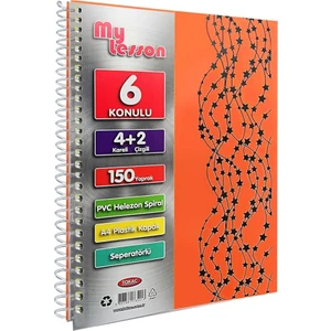 My Lesson A4 Plastik Kapaklı Defter 6 Konulu 4 Kareli + 2 Çizgili 150 Yaprak Açık Turuncu