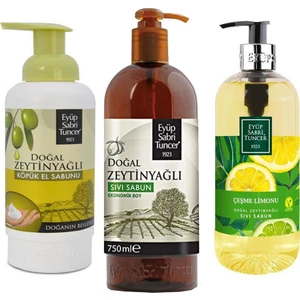 Eyüp Sabri Tuncer Köpük Sabun + Doğal Zeytin Yağlı Sabun + Çeşme Limonu Süper 3'lü Set