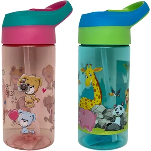 Tritan Pipetli Okul Suluğu 500 ml 2'li Pembe - Yeşil