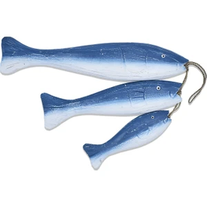 Ahşap Üçlü Olta Balık Duvar Süsü 23 cm