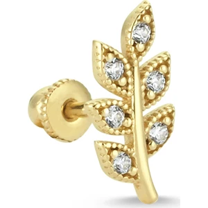 Altın Sepeti Altın Yapraklı Tragus Helix Küpe