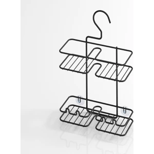 Asılabilir Kancalı Askılı Banyo Rafı Mat Siyah BK067