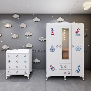Garaj Home Denizci 3 Kapaklı Dolap + Şifonyer