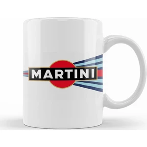 Baskı Dükkanı Martini Racing Curved Stripe Kupa Bardak Porselen