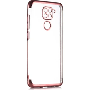 Tekno Grup Xiaomi Redmi Note 9 Kılıf Dört Köşe Renkli Şeffaf Lazer Silikon Rose