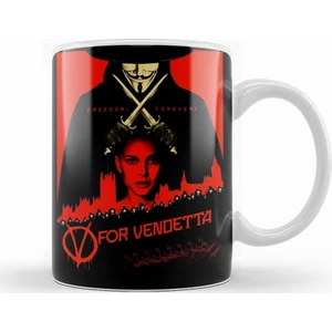 Baskı Dükkanı V For Vendetta Freedom Kupa Bardak Porselen
