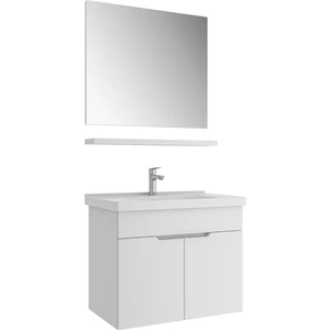 Stora 80 cm Set - Parlak Beyaz (Ayna+Etajer) Lavabo Dahıl