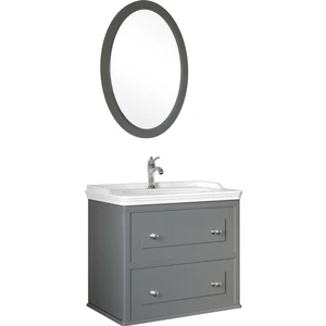 Mıro 80  cm Set (Lavabo Dolabı+Ayna) Mat Gri