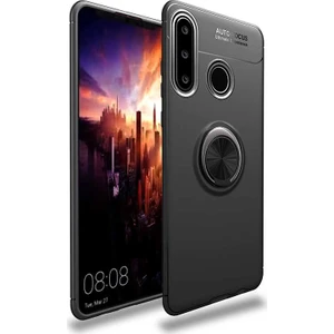 Tekno Grup Huawei Y6P Kılıf Ultra Korumalı Yüzüklü Manyetik Ravel Silikon Siyah