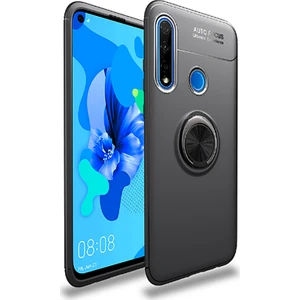 Tekno Grup Huawei P40 Lite E Kılıf Ultra Korumalı Yüzüklü Manyetik Ravel Silikon Siyah
