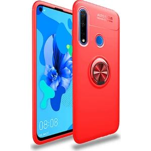 Tekno Grup Huawei P40 Lite E Kılıf Ultra Korumalı Yüzüklü Manyetik Ravel Silikon Kırmızı