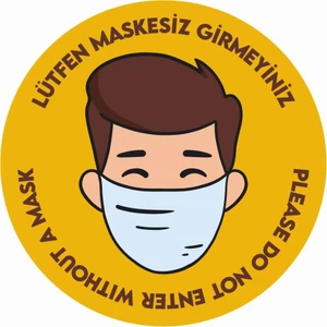 Boss Tape Maskesiz Girilmez Uyarı Etiketi Sosyal Mesafe