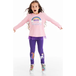 Colorfull Unicorn Kız Çocuk Tunik Tayt Takım