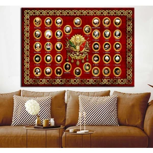 Osmanlı Padişahları Kırmızı Kanvas Tablo dkmr218-70 x 100 cm
