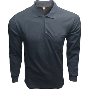Çamdalı Iş Elbiseleri Polo Yaka Lacivert Uzun Kollu Sweatshirt Pike Örme Iş Tişörtü