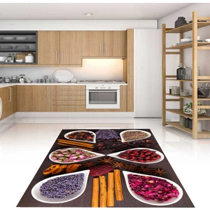 Bazaar Forum Deri Kaymaz Taban Dijital Baskı Modern Mutfak Halısı 775 100 x 140 cm