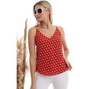 Cotton Mood 20333453 Kobe Puantiye Desenli İp Askılı Bluz Kiremit