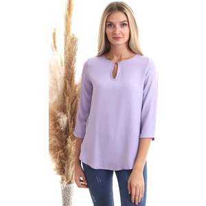 Cotton Mood 20343352 Dok.viskon Yaka Aksesuarlı Uzun Kol Bluz Lila
