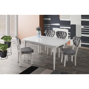 Sweet Home Silvar  Açılır Ahşap Beyaz Masa 4 Adet Gala Sandalye Takım