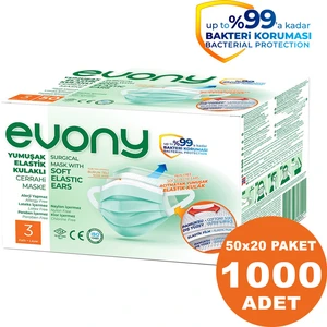 Evony Yumuşak Elastik Kulaklı Maske 50'li x 20 Paket
