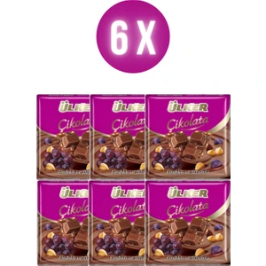 Fındıklı Üzümlü Bol Sütlü Çikolata 65 gr Kare  - 6'lı