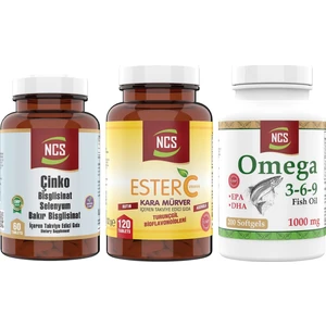 Ester C Vitamini 120 Tablet Omega 3 6 9 1000 Mg 200 Kapsül Çinko Selenium 60 Tablet